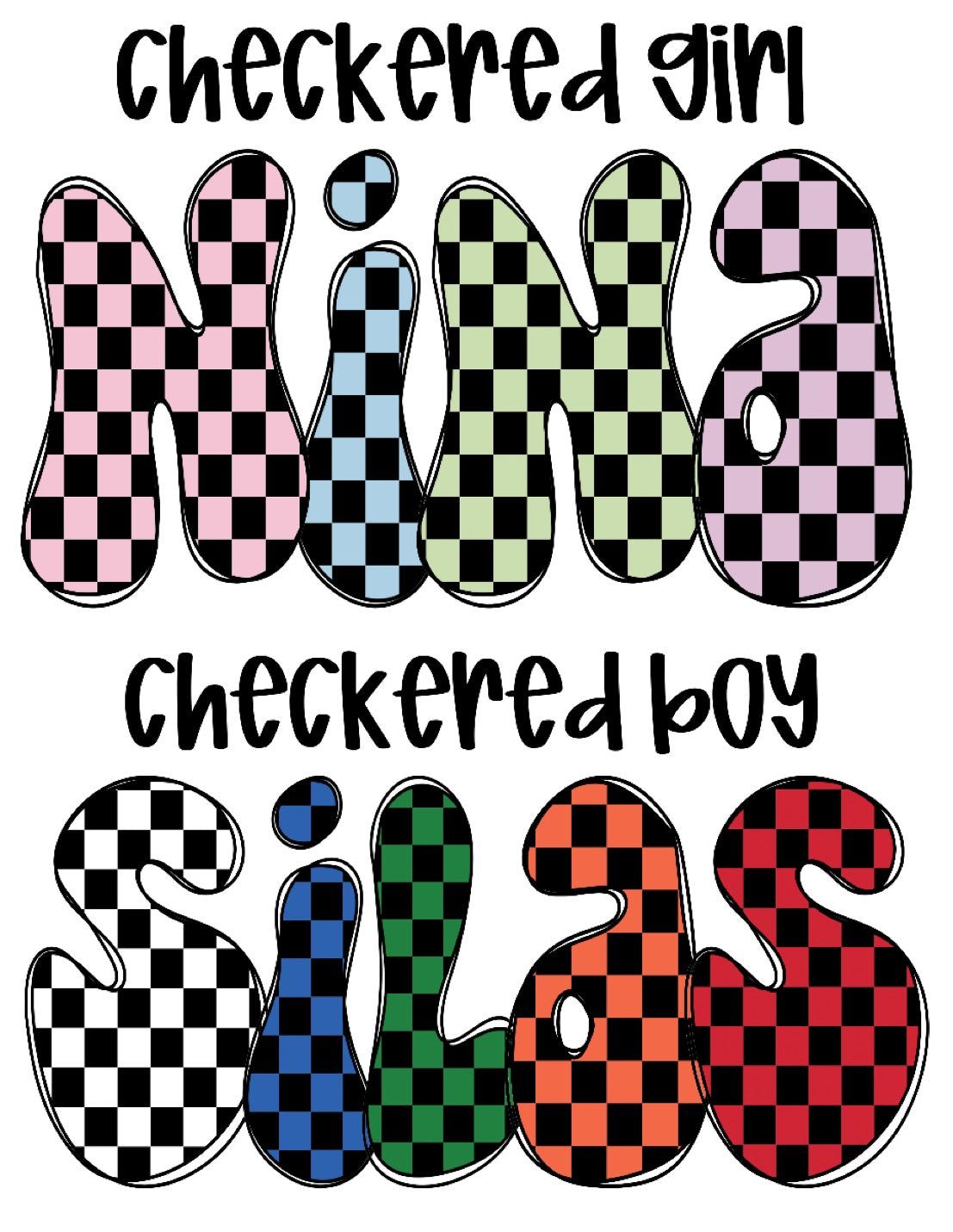 BUBBLE CHECKERED FONT// kids