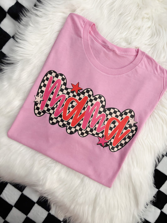 DTF pink checkered mama