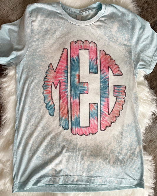 BLEACHED TIEDYE MONOGRAM