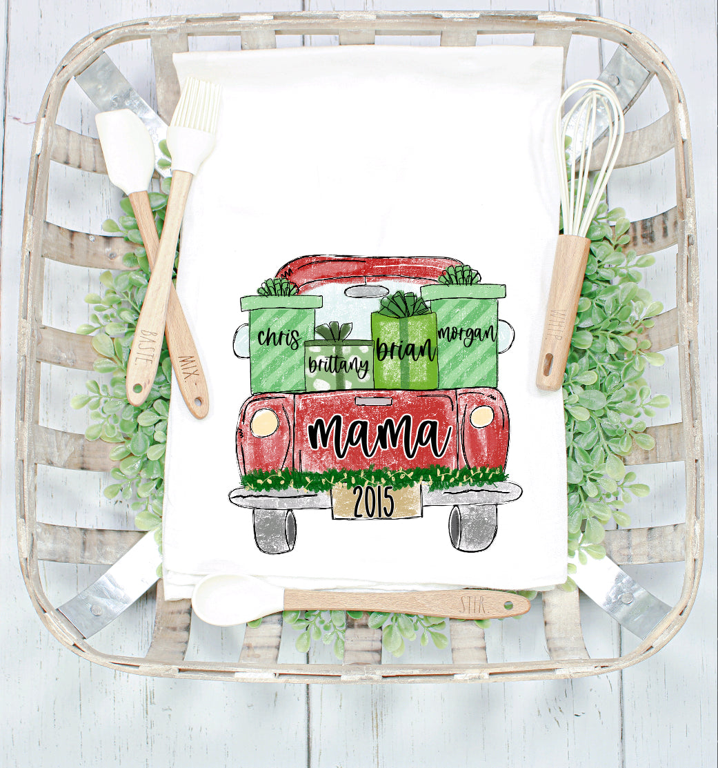 CHRISTMAS TRUCK TEA TOWEL